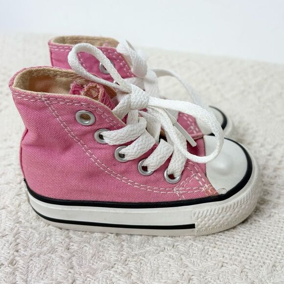 Converse Baby Girl Pink High-Top Sneakers - Picture 3 of 8